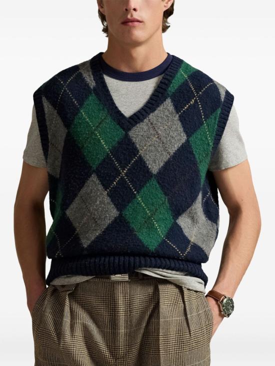 25FW 랄프 로렌 니트 베스트 710970657 001 Blue - RALPH LAUREN