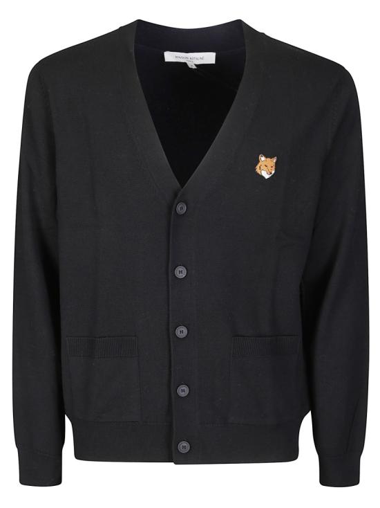 25FW 메종키츠네 폭스 헤드 메리노 레귤러 가디건 PM00501KT1181 Black