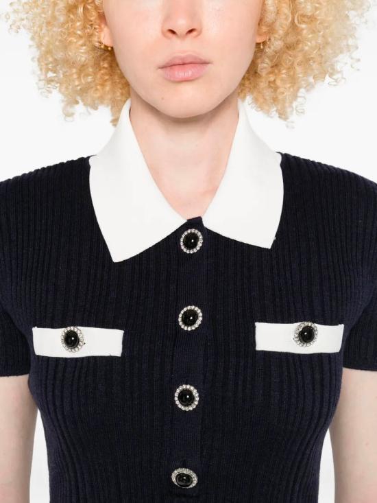 25FW 셀프 포트레이트 미디 원피스 AW25014SN NAVY BLUE - SELF PORTRAIT