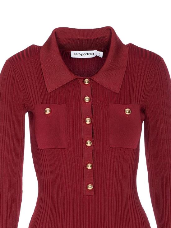 25FW 셀프 포트레이트 미디 원피스 AW25008MABU BURGUNDY BORDEAUX - SELF PORTRAIT