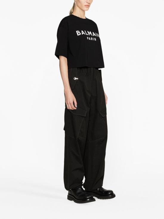 25FW 발망 반팔 티셔츠 BF1EE020BB02 EAB NERO BIANCO - BALMAIN