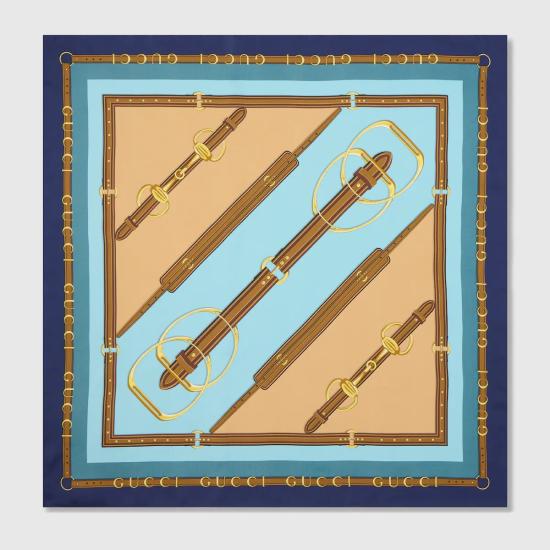 25FW 구찌 프린트실크 까레 8478923G0014968 Light blue