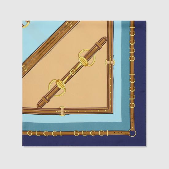 25FW 구찌 프린트실크 까레 8478923G0014968 Light blue - GUCCI