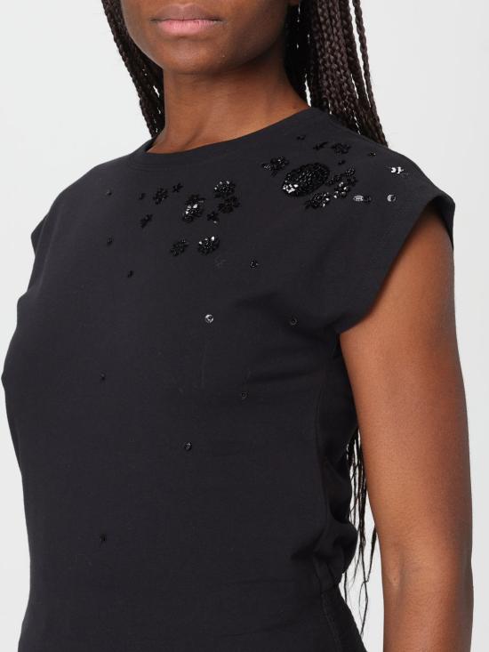 25FW 액티튜드 트윈세트 반팔 티셔츠 252AP2312 00006 Black - ACTITUDE TWINSET