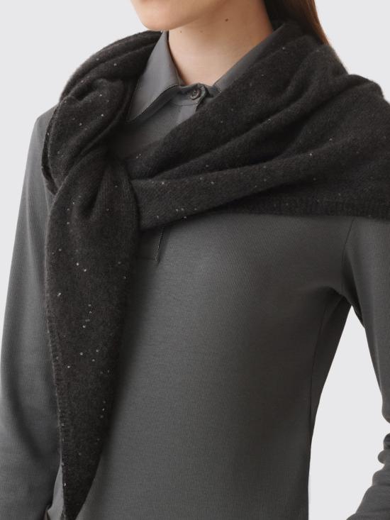 25FW 파비아나 필리피 울 실크 시퀸 트라이앵글 플라드 SAD225A949D296 8070 Grey - FABIANA FILIPPI