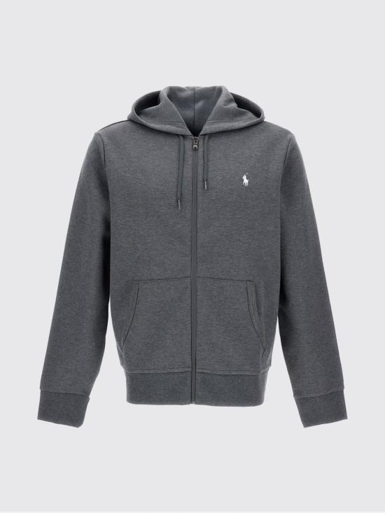 25FW 폴로 랄프로렌 더블 니트 후드 집업 710881517 100 Grey - POLO RALPH LAUREN