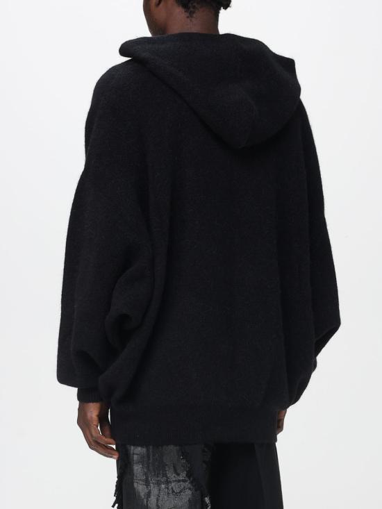 25FW 릭 오웬스 내추럴 울 니트 후드 티셔츠 RR02E1698KWP 09 Black - RICK OWENS