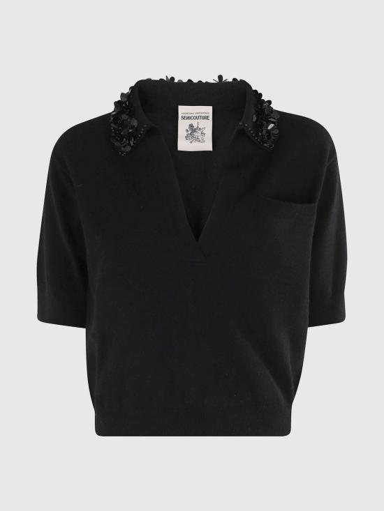 25FW 세미쿠튀르 폴로 티셔츠 Y5WD27 Y69 Black