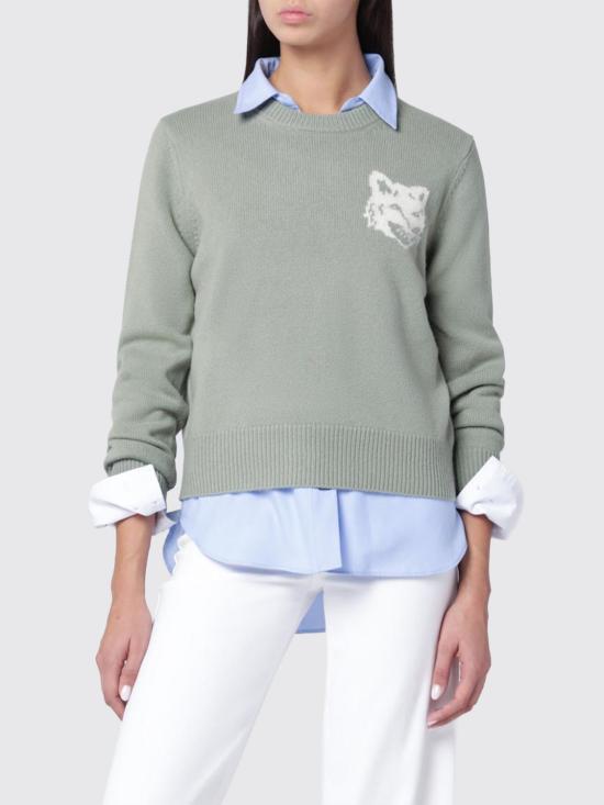 25FW 메종키츠네 폭스 헤드 인타르시아 메리노 스웨터 NW00808KM0329 0396 Green