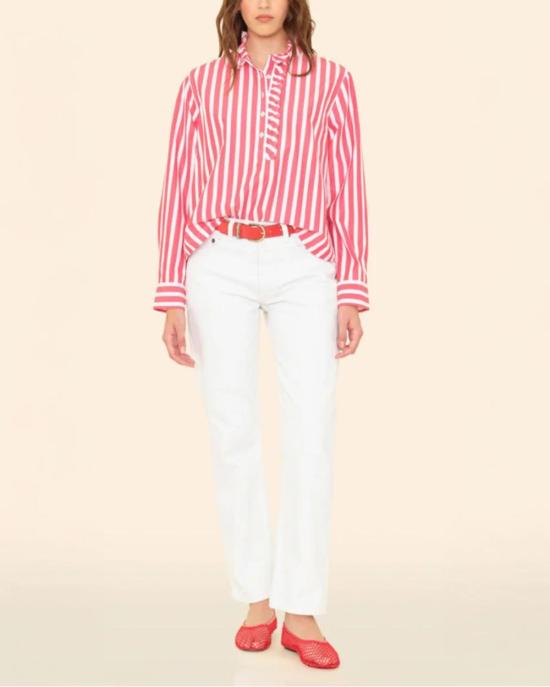  시레나 블라우스 아네트 탑 레드 스트라이프 - XIRENA