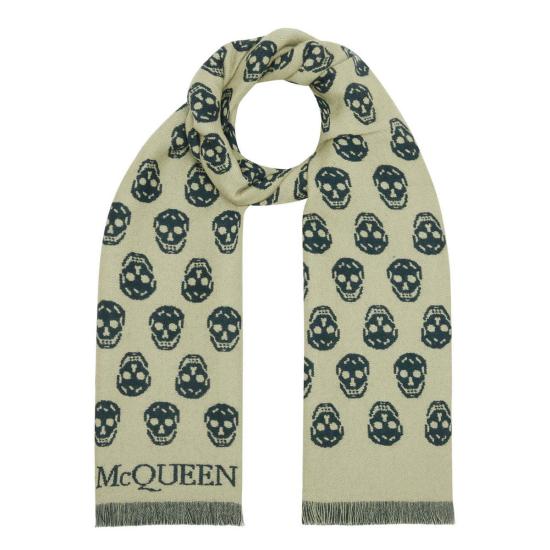  알렉산더 맥퀸 머플러/스카프 스컬 프린트 프린지 스카프 - ALEXANDER MCQUEEN