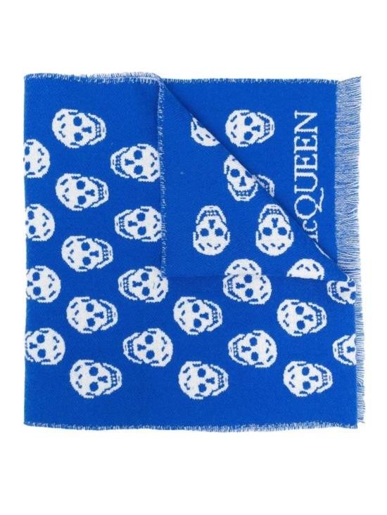  알렉산더 맥퀸 머플러/스카프 스컬 프린트 프린지 스카프 - ALEXANDER MCQUEEN