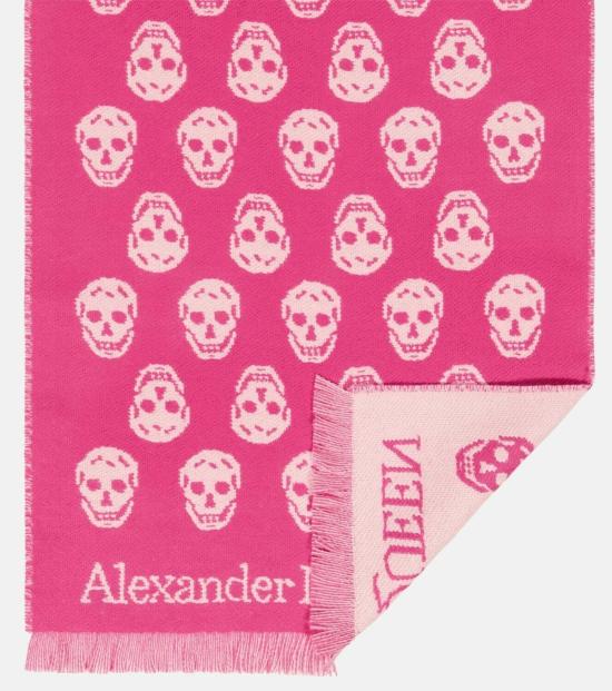  알렉산더 맥퀸 머플러/스카프 스컬 프린트 프린지 스카프 - ALEXANDER MCQUEEN