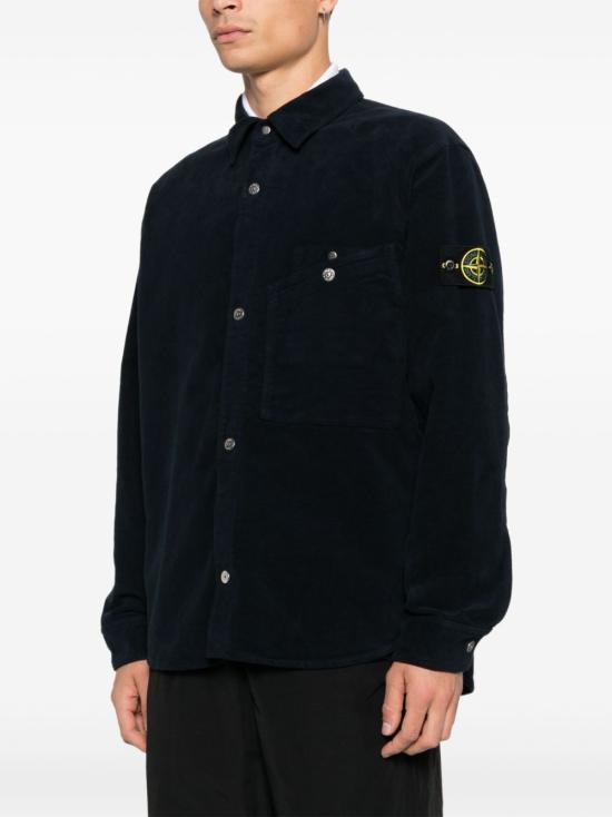 25FW 스톤 아일랜드 코튼 몰스킨 TC 컴포트 핏 오버셔츠 K2S151200019 S0228V0020 Blue - STONE ISLAND