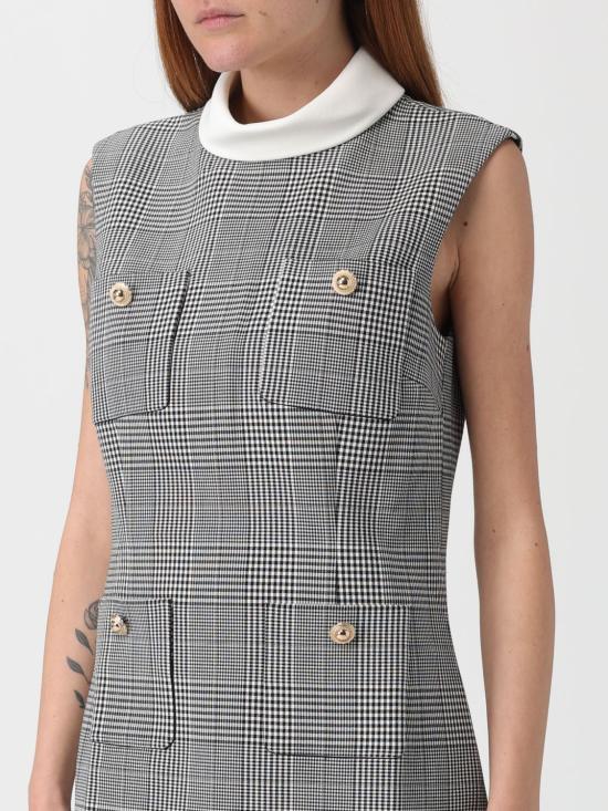 25FW 셀프 포트레이트 롱 원피스 PF25016SBW BLACK AND WHITE Grey - SELF PORTRAIT