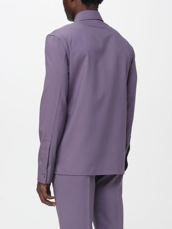 25FW 구찌 울 개버딘 클램프 슬림 셔츠 841624Z505F 5388 Violet - GUCCI