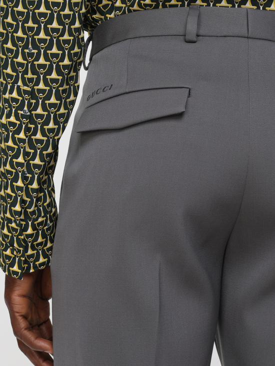 25FW 구찌 헤비 울 새틴 팬츠 헤비 울 새틴  850333Z7AYB 1085 Grey - GUCCI