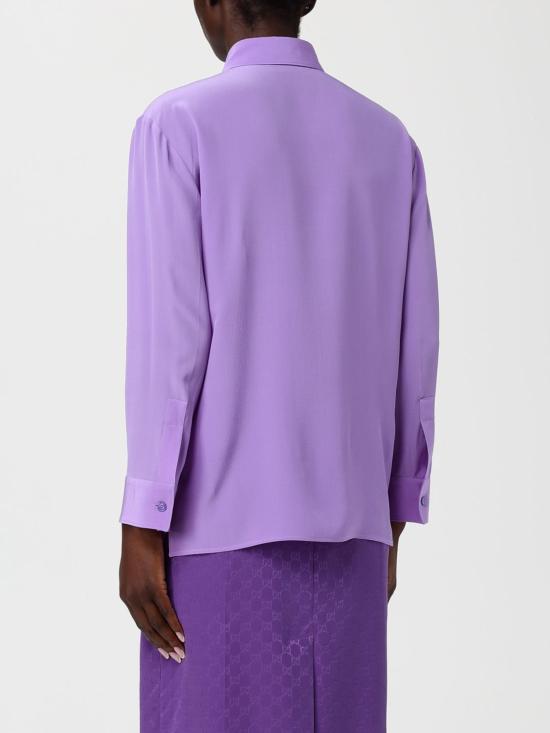 25FW 구찌 실크 크레이프 드 씬 셔츠 853004Z7AXX 5007 Violet - GUCCI