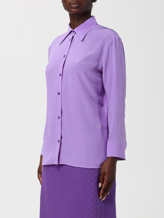 25FW 구찌 실크 크레이프 드 씬 셔츠 853004Z7AXX 5007 Violet - GUCCI
