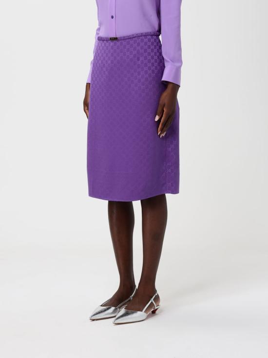 25FW 구찌 GG 실크 자카드 스커트 846275ZATF9 5007 Violet - GUCCI
