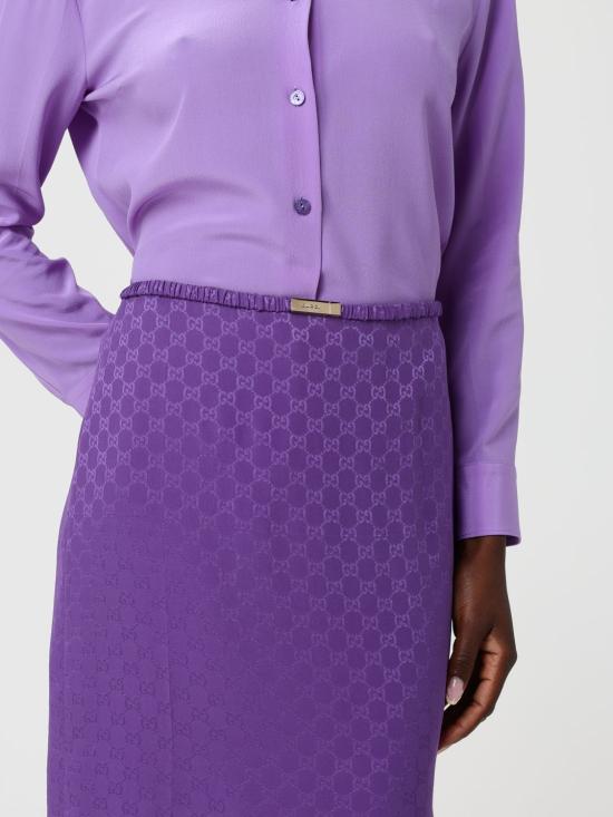 25FW 구찌 GG 실크 자카드 스커트 846275ZATF9 5007 Violet - GUCCI