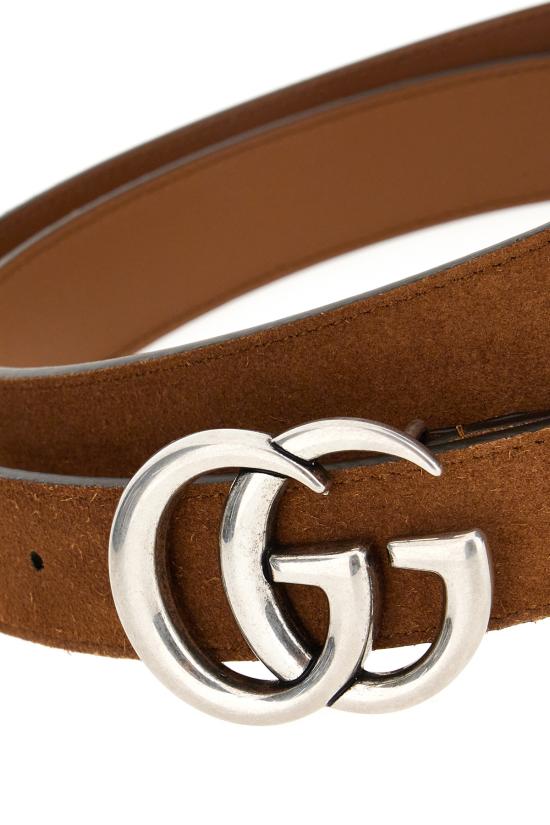 25FW 구찌 GG 마몽 씬 벨트 414516CA00G 2835 Nocciola - GUCCI