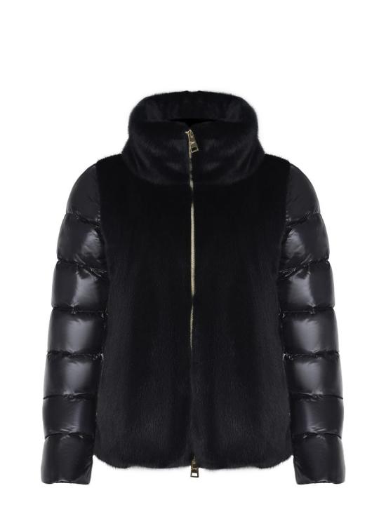 25FW 에르노 울트라라이트 나일론 & 레이디 얼터너티브 퍼 케이프 자켓  PI002017D12017Z 9300 Black