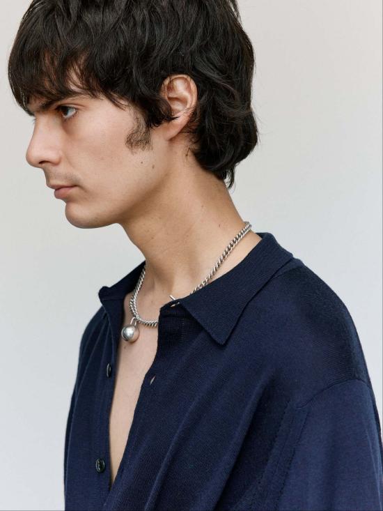  세실 툴켄스 폴로 티셔츠 존 스메들리 네이비 트위스티드 메리노 폴로 셔츠 - CECILE TULKENS