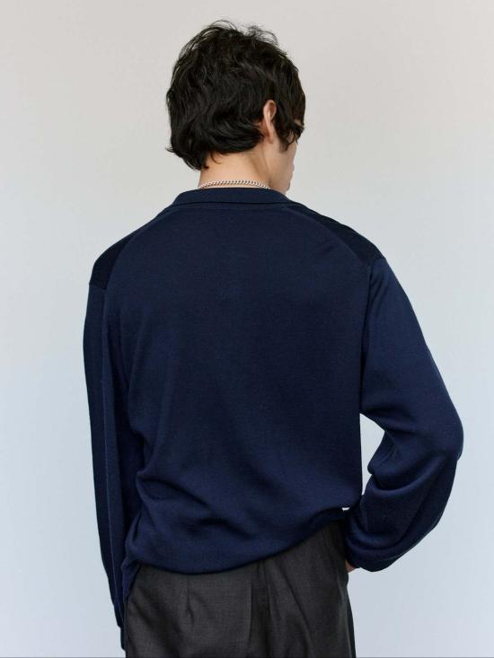  세실 툴켄스 폴로 티셔츠 존 스메들리 네이비 트위스티드 메리노 폴로 셔츠 - CECILE TULKENS