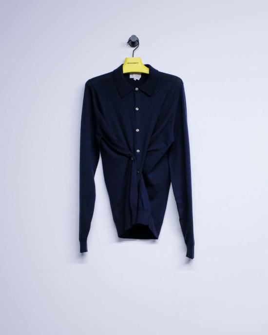  세실 툴켄스 폴로 티셔츠 존 스메들리 네이비 트위스티드 메리노 폴로 셔츠 - CECILE TULKENS