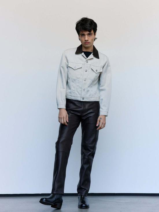  더 레터스 데님 자켓 레터스 아이보리 울 리넨 트윌 트러커 재킷 - THE LETTERS