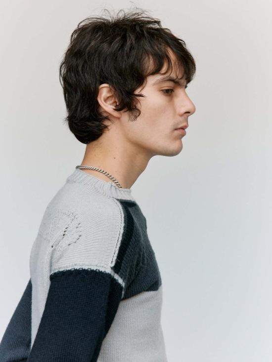  세실 툴켄스 스웨터 실버 & 유니폼 그레이 울 포인텔 갠지 룰렛 - CECILE TULKENS