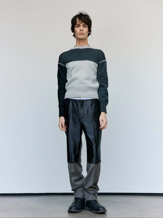  세실 툴켄스 스웨터 실버 & 유니폼 그레이 울 포인텔 갠지 룰렛 - CECILE TULKENS