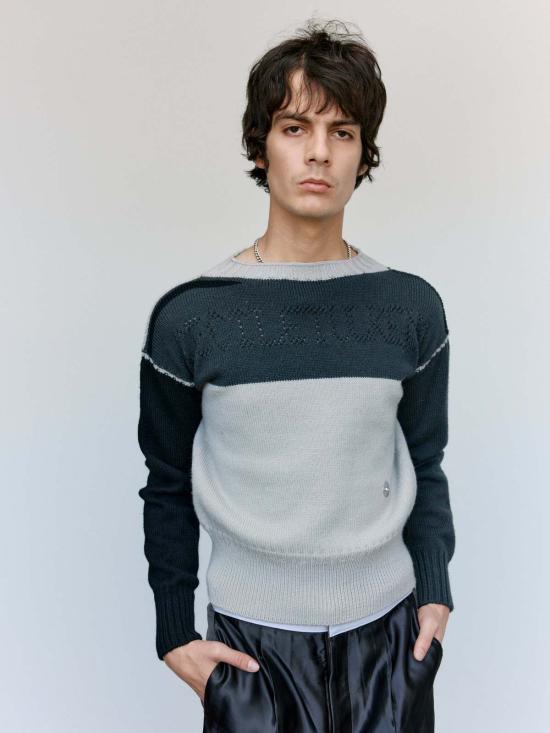  세실 툴켄스 스웨터 실버 & 유니폼 그레이 울 포인텔 갠지 룰렛 - CECILE TULKENS