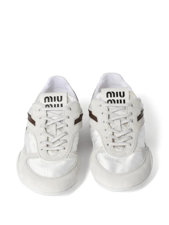 26SS 미우미우 짐나지움 테크니컬 소재 및 스웨이드 스니커즈 5E428E 71LF0X97 Bordeaux - MIU MIU