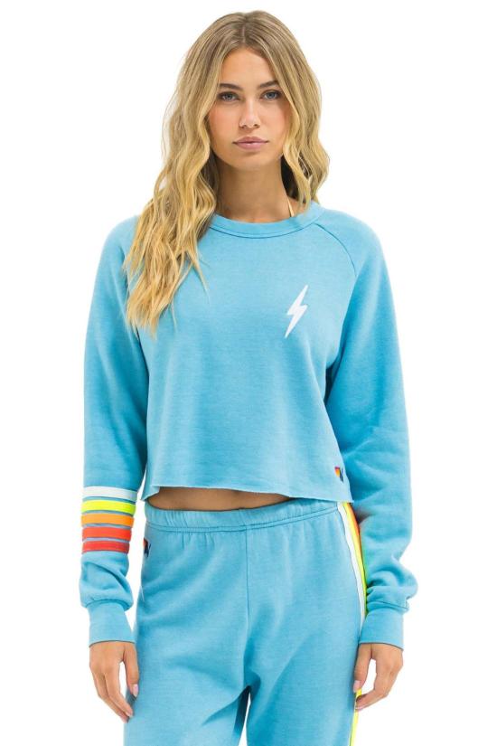 에비에이터 에디션 스웨터 Aviator Nation Bolt Rugby Stitch 크롭 크루 스웨트셔츠