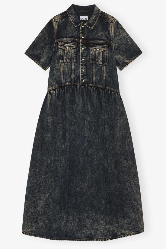 25FW 가니 미디 원피스 J1757 055 BLACK WASHED DOM