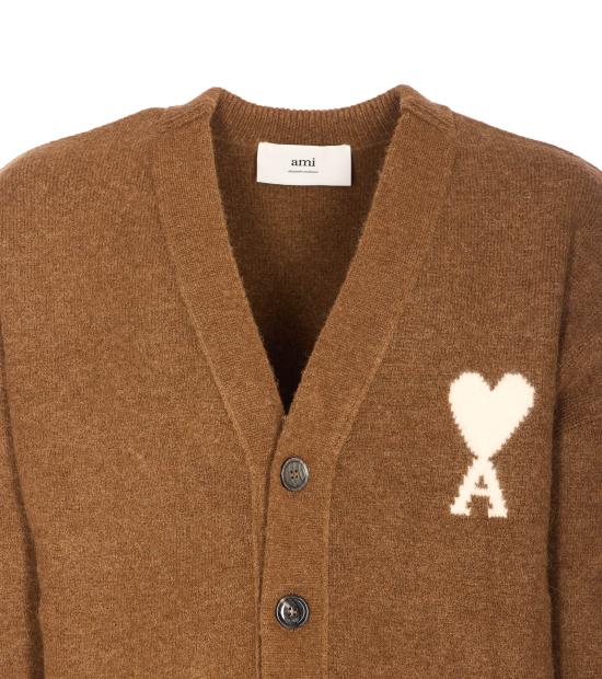 25FW 아미 알렉산드르 마티우시 가디건 UKC365 KN0135217 Brown - AMI ALEXANDRE MATIUSSI