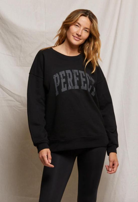  퍼펙트 화이트 티 스웨터 Perfectwhitetee "Perfect" 코튼 풀오버 스웨트셔츠 블랙 - PERFECT WHITE TEE