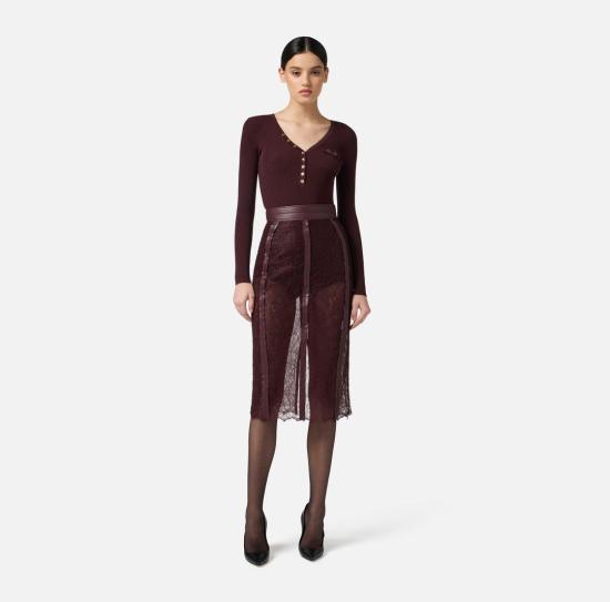 25FW 엘리자베타프랜치 후드 티셔츠 MK12B56E2 EA4 MERLOT - ELISABETTA FRANCHI