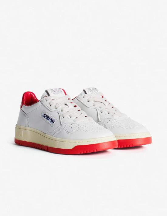 25FW 오트리 메달리스트 로우 레더 스니커즈 AULWMK02 WHT RED - AUTRY