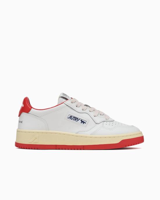 25FW 오트리 메달리스트 로우 레더 스니커즈 AULWMK02 WHT RED