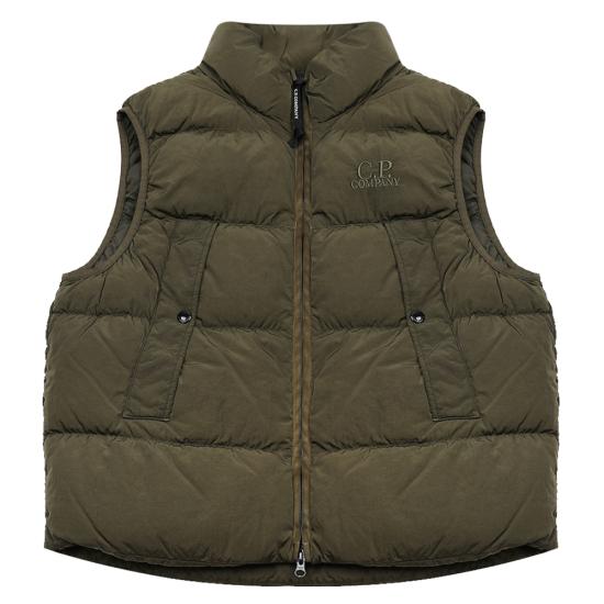 25FW 씨피 컴퍼니 로고 자수 베스트 19CMVE149A005904G683 IVY GREEN DOM