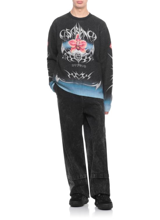 25FW 카사블랑카 스웨터 MAW25KW116601 CASHMERE Black - CASABLANCA