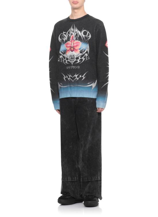 25FW 카사블랑카 스웨터 MAW25KW116601 CASHMERE Black - CASABLANCA