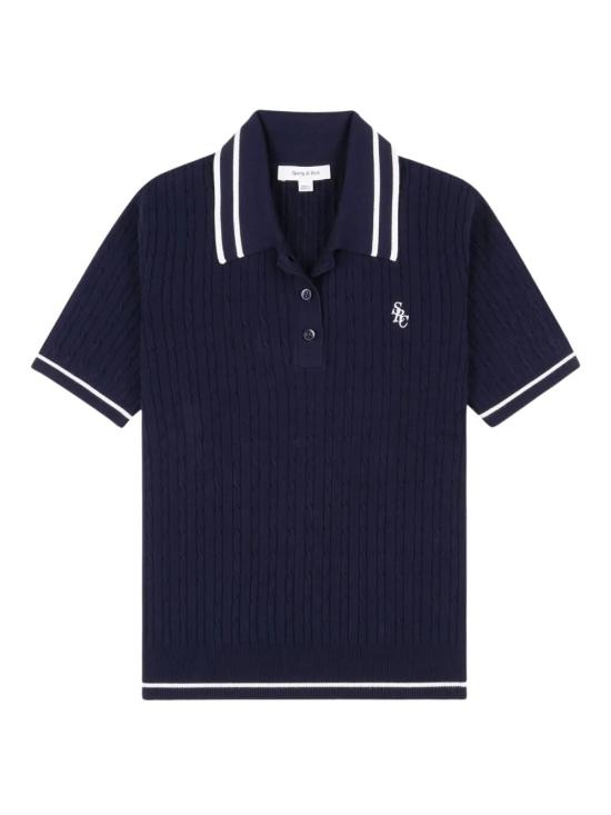 25FW 스포티앤리치 폴로 티셔츠 TO068621302BL107 DARK NAVY WHITE