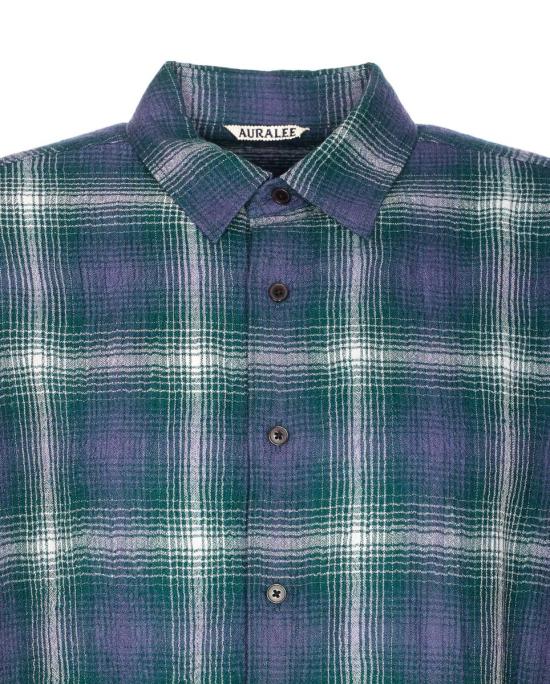 25FW 오라리 긴팔 셔츠 A25AS01WNFOREST GREEN BLUE - AURALEE