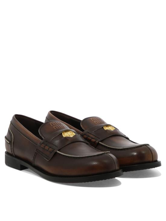 26SS 미우미우 레더 페니 로퍼 5D773D3G48F0192 F 020 Brown - MIU MIU