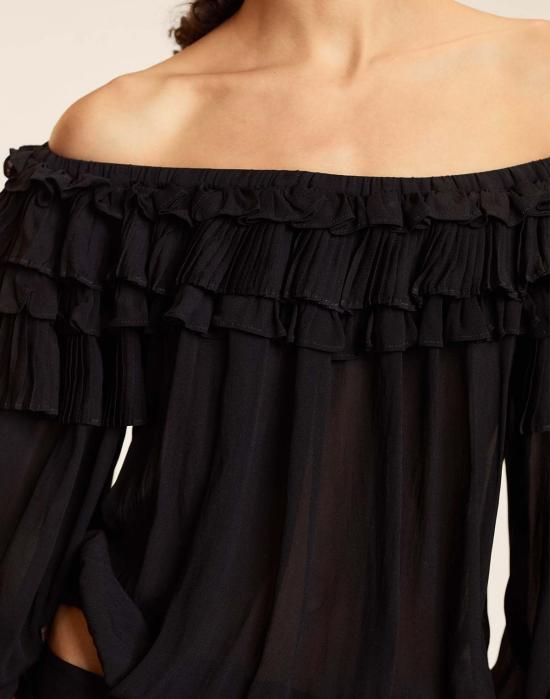  신시아 로리 블라우스 신시아 로울리 벨라 러플  블랙 - CYNTHIA ROWLEY