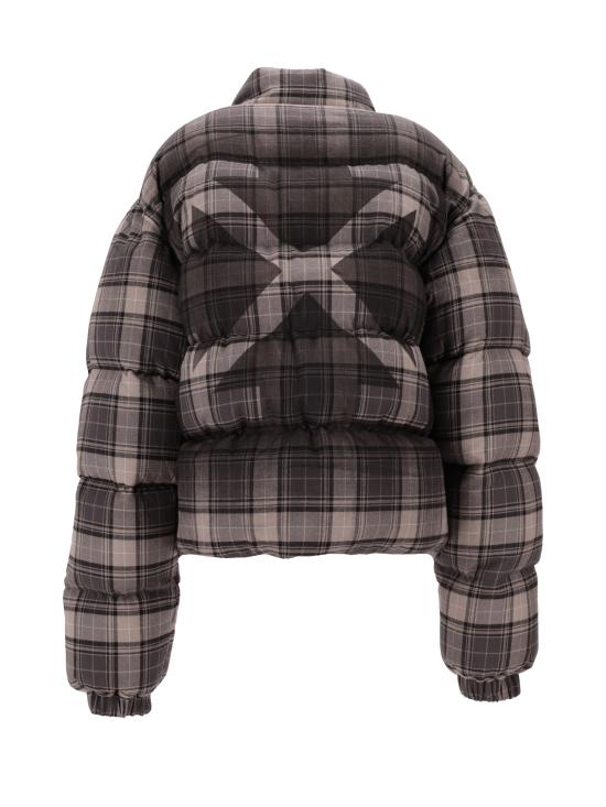 25FW 오프화이트 스트레이 어로우 체크 플란넬 다운 자켓 OMED065F25FAB001 0710 DARK GREY BLACK - OFF WHITE